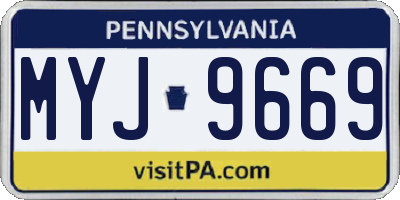 PA license plate MYJ9669