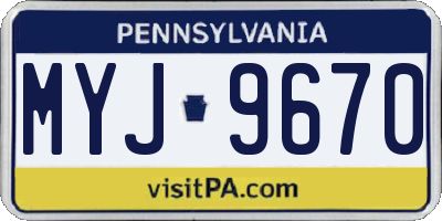 PA license plate MYJ9670