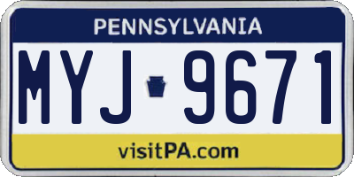 PA license plate MYJ9671