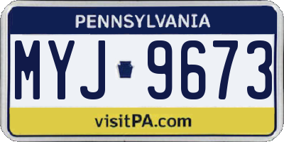 PA license plate MYJ9673