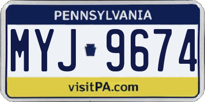 PA license plate MYJ9674