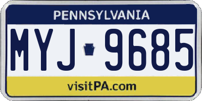 PA license plate MYJ9685