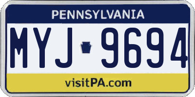 PA license plate MYJ9694