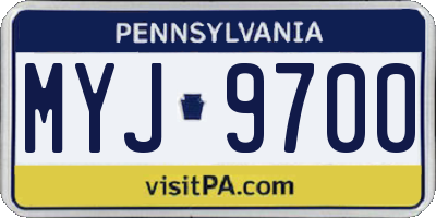PA license plate MYJ9700