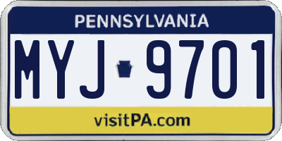 PA license plate MYJ9701