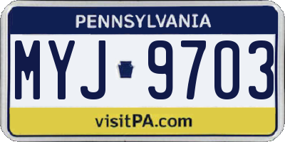 PA license plate MYJ9703