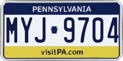 PA license plate MYJ9704