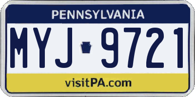PA license plate MYJ9721