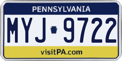 PA license plate MYJ9722