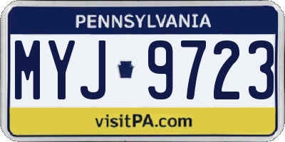 PA license plate MYJ9723