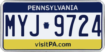 PA license plate MYJ9724