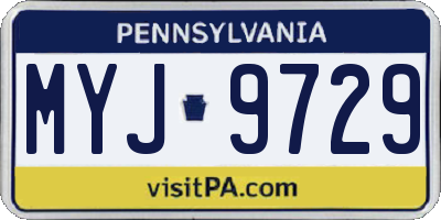PA license plate MYJ9729
