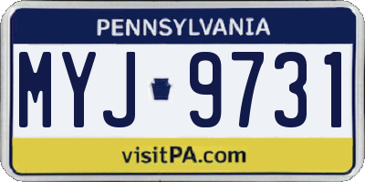 PA license plate MYJ9731
