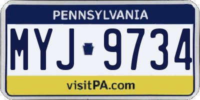 PA license plate MYJ9734
