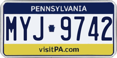 PA license plate MYJ9742