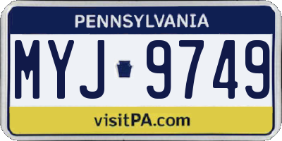 PA license plate MYJ9749