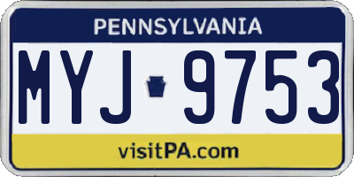 PA license plate MYJ9753