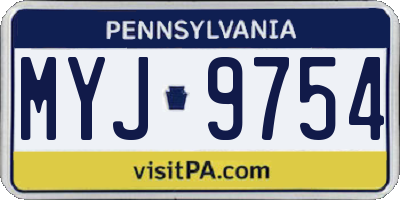 PA license plate MYJ9754