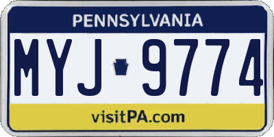 PA license plate MYJ9774