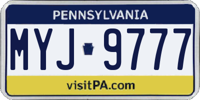 PA license plate MYJ9777