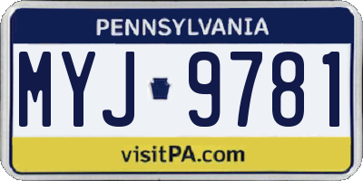 PA license plate MYJ9781