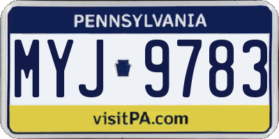 PA license plate MYJ9783