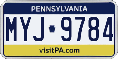 PA license plate MYJ9784