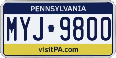 PA license plate MYJ9800