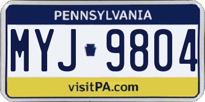 PA license plate MYJ9804