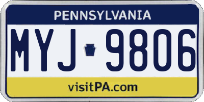 PA license plate MYJ9806