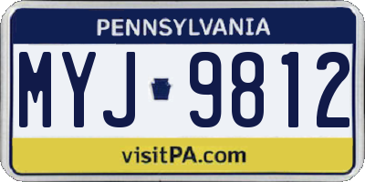 PA license plate MYJ9812