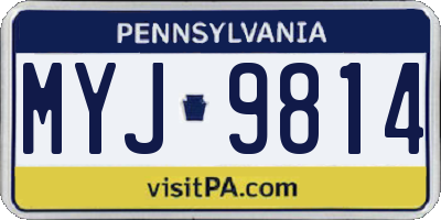 PA license plate MYJ9814