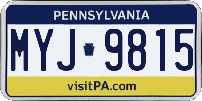PA license plate MYJ9815