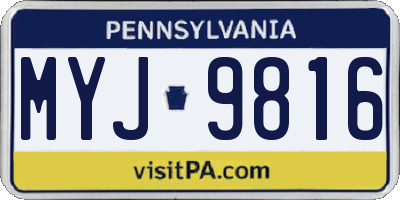 PA license plate MYJ9816