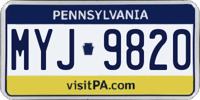 PA license plate MYJ9820