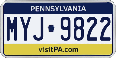 PA license plate MYJ9822