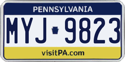 PA license plate MYJ9823