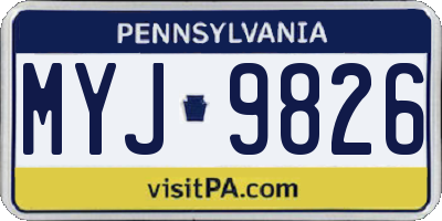PA license plate MYJ9826