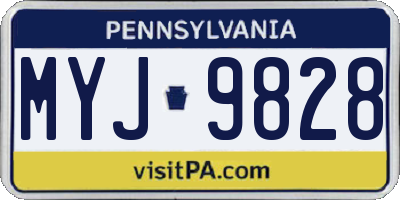 PA license plate MYJ9828