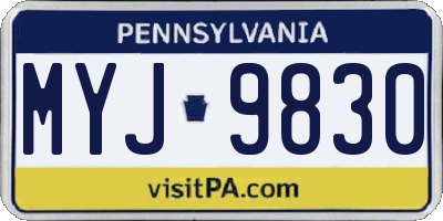 PA license plate MYJ9830