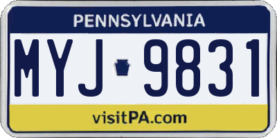 PA license plate MYJ9831
