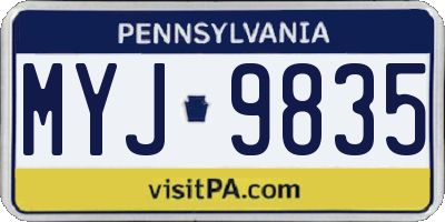 PA license plate MYJ9835