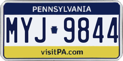 PA license plate MYJ9844