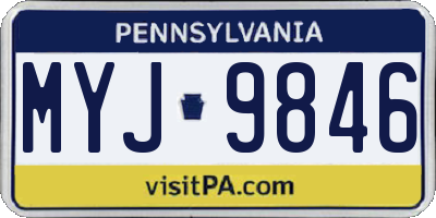 PA license plate MYJ9846