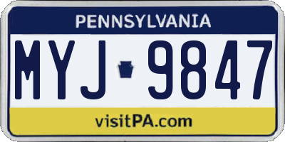 PA license plate MYJ9847
