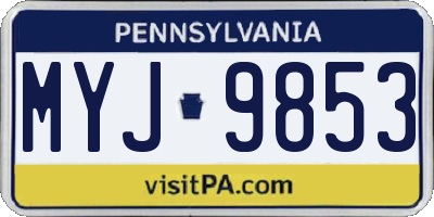 PA license plate MYJ9853