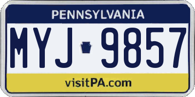 PA license plate MYJ9857