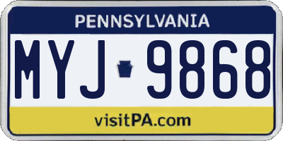 PA license plate MYJ9868