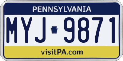 PA license plate MYJ9871