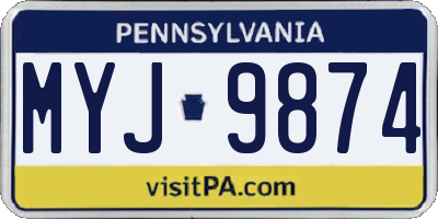 PA license plate MYJ9874